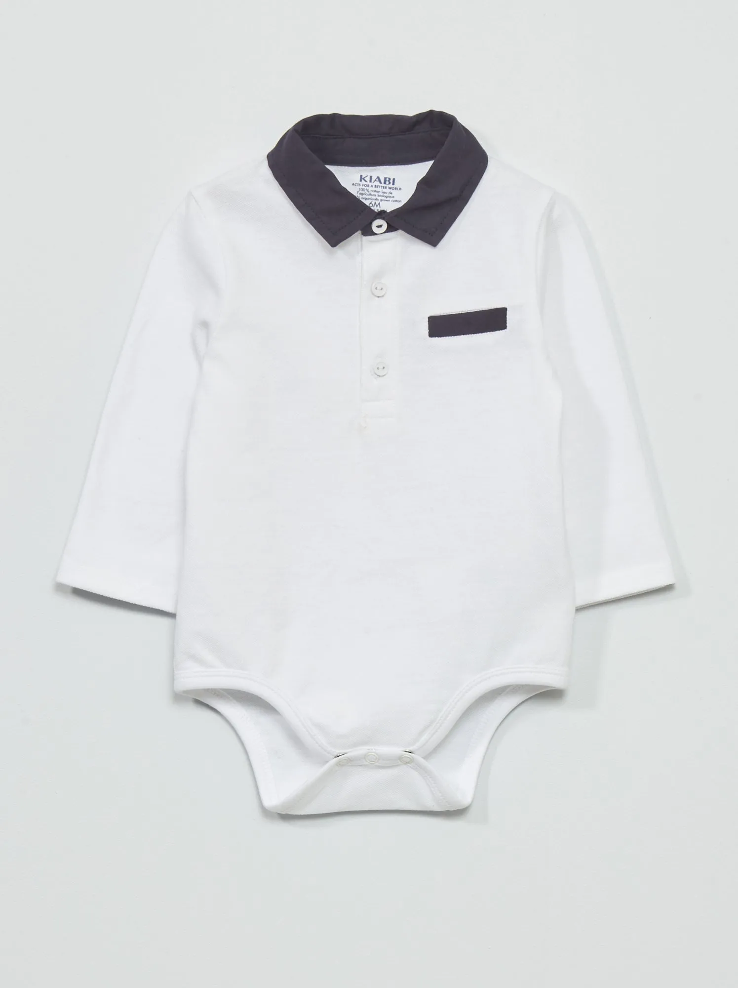 Body in stile polo in maglia piqué - Bianco