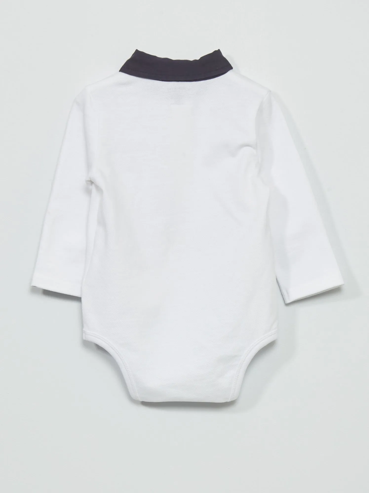 Body in stile polo in maglia piqué - Bianco