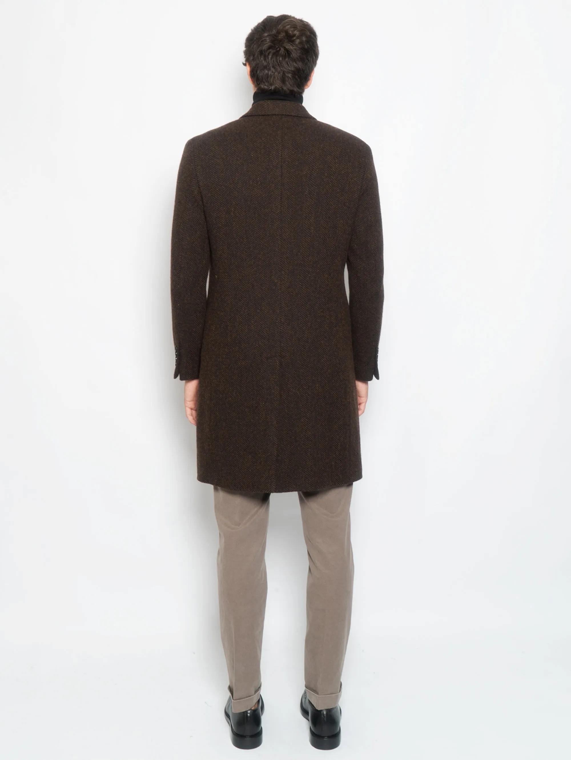 Cappotto Doppiopetto in Lana Resca Marrone