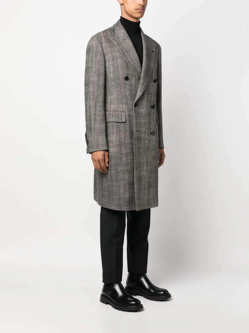 Cappotto doppiopetto nero e beige - uomo