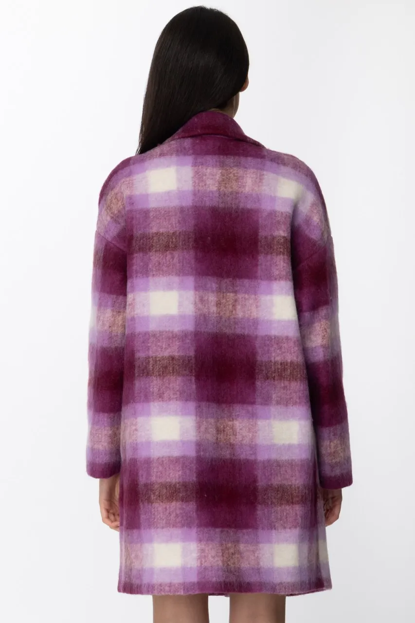 Cappotto stampa check Fucsia