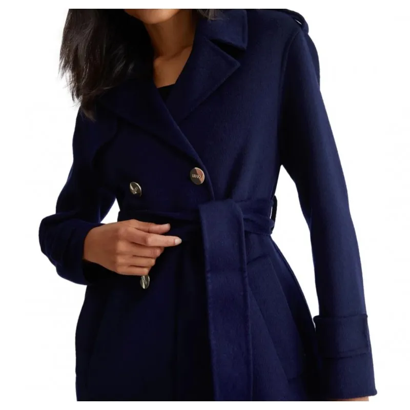 LIUJO cappotto trench doppiopetto con cintura BLU MARINO