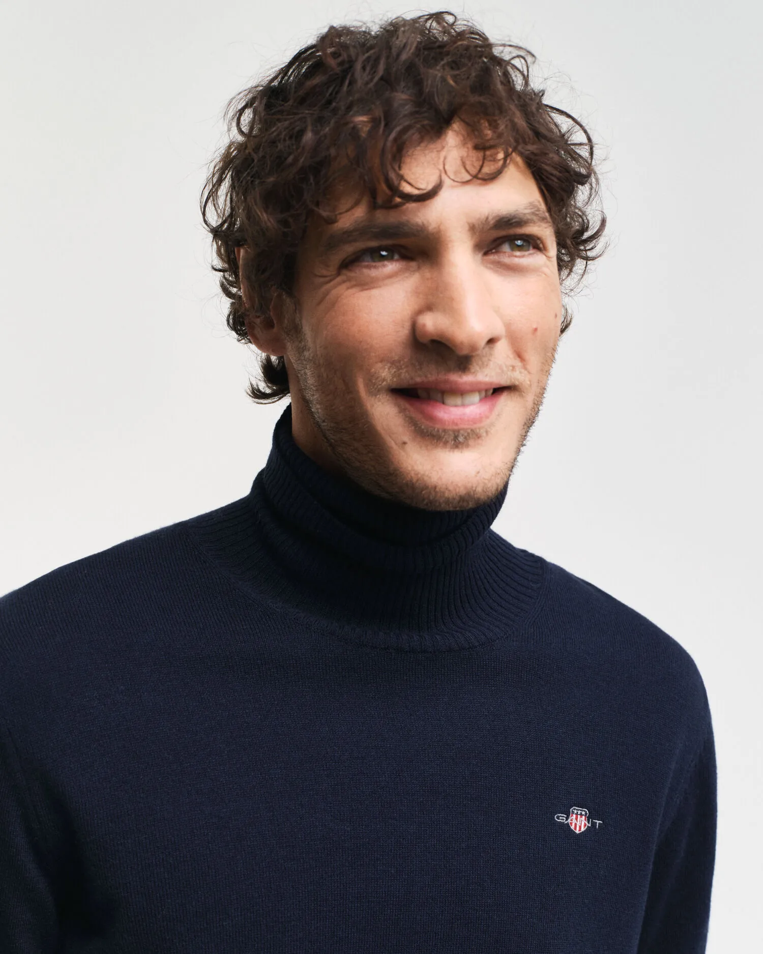 Maglia a collo alto in lana e cotone    