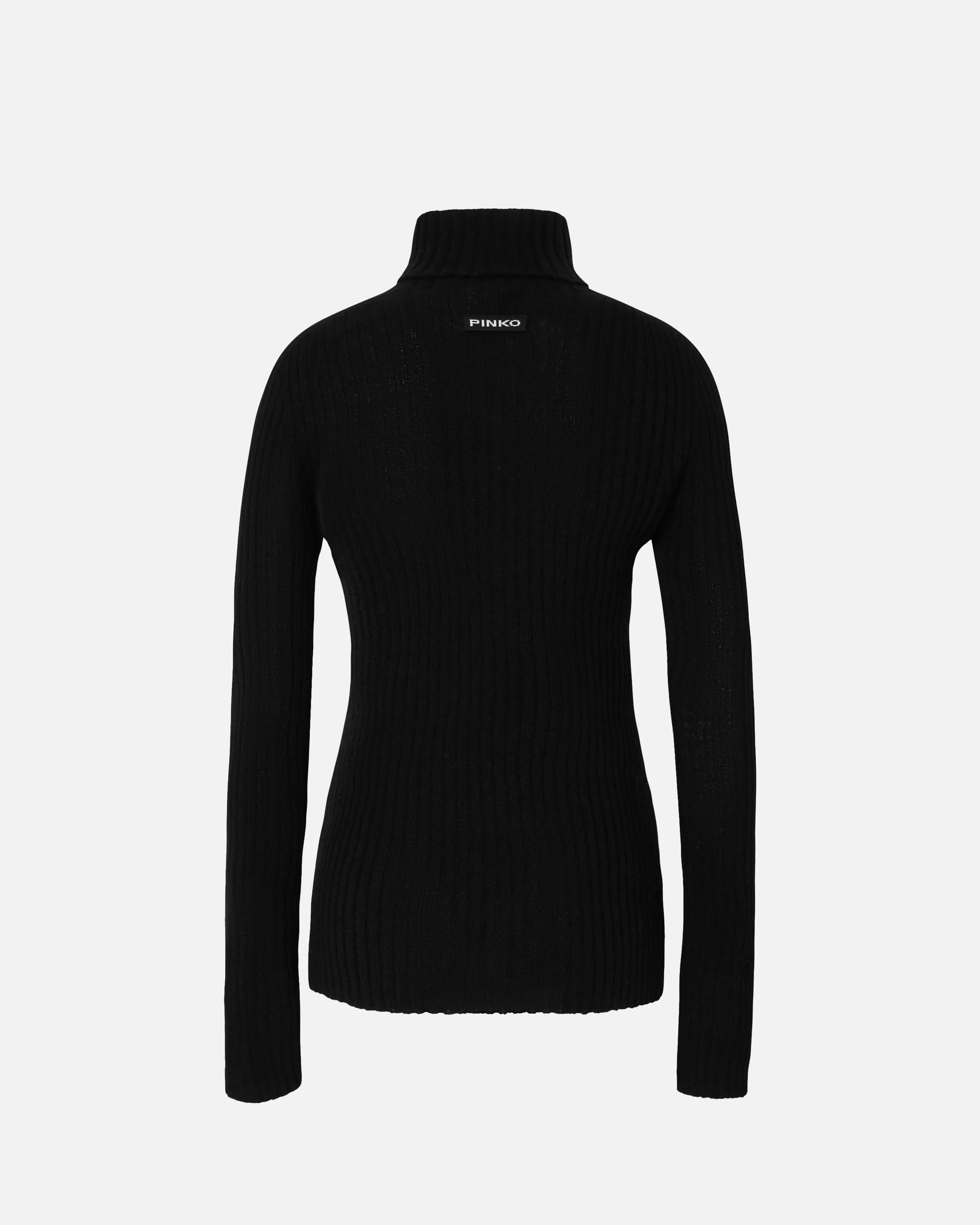  Maglia a collo alto misto cachemire a coste polsini lurex    