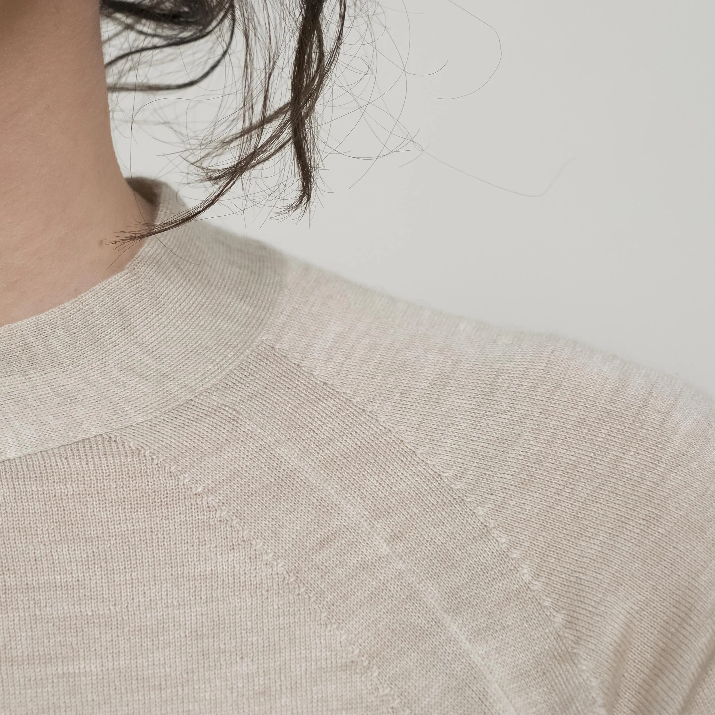 Maglia in Cashmere e Seta Manica Tre Quarti Kaki