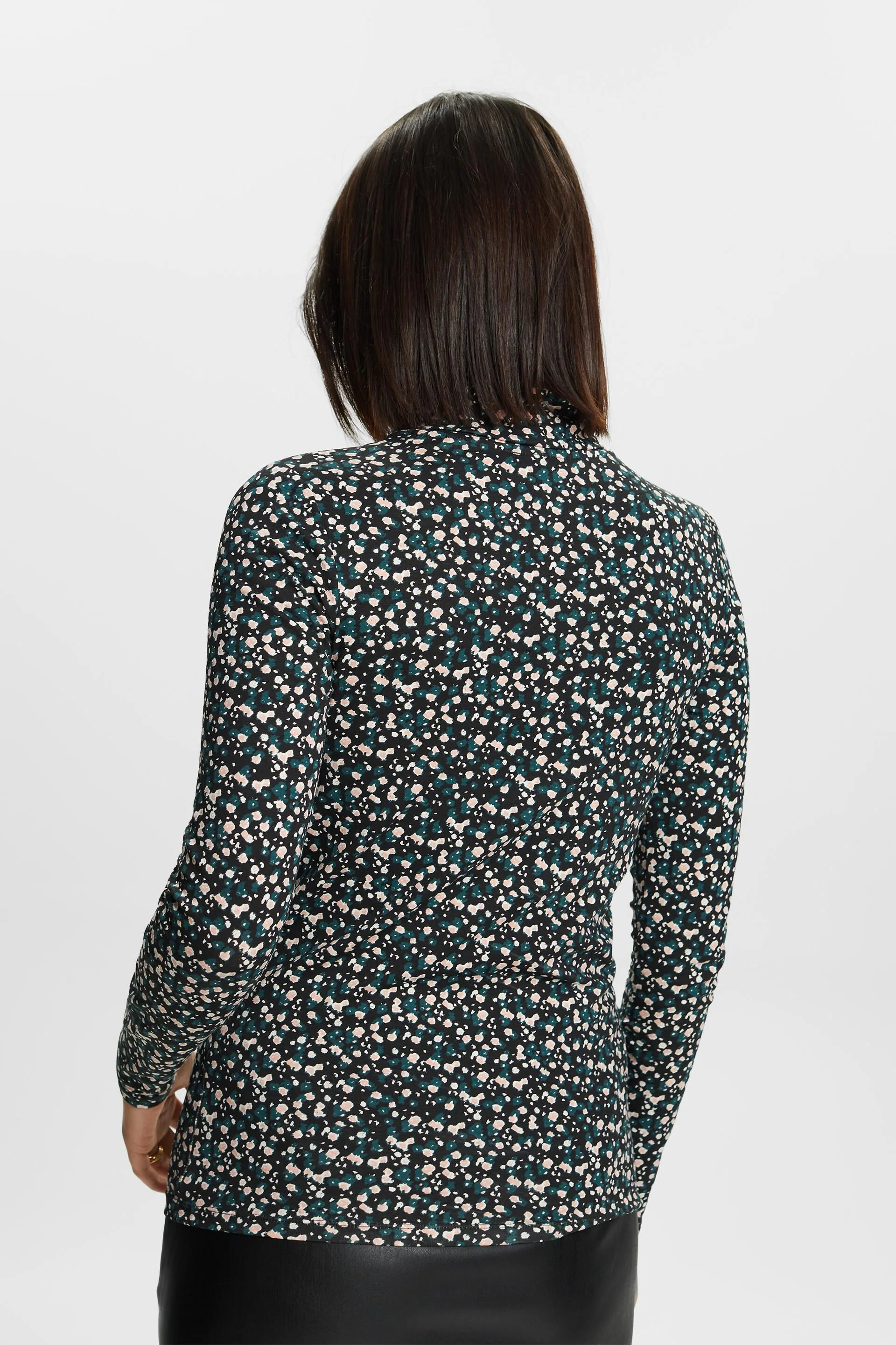 Maglia stampata a manche lunghe con collo a tartaruga
