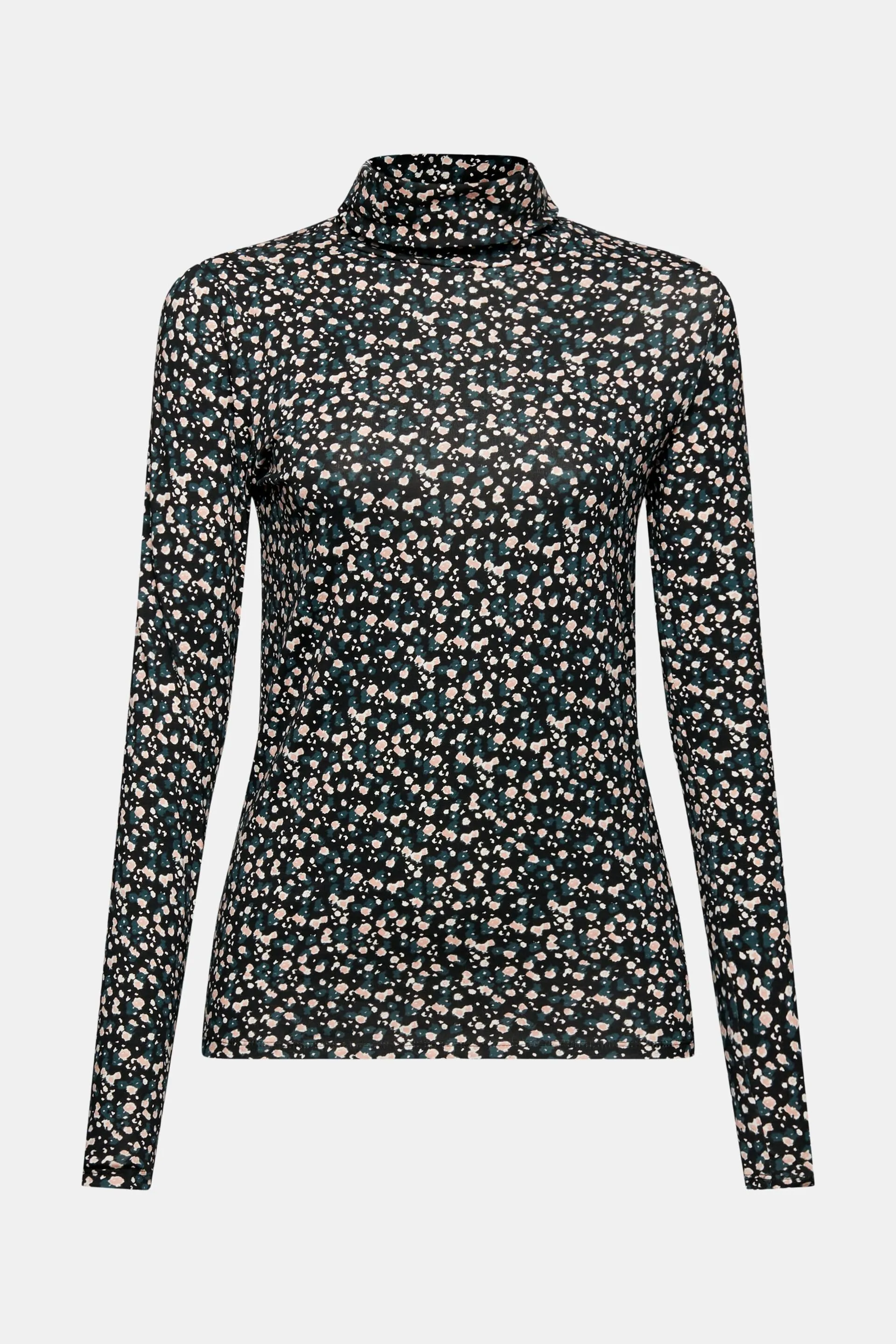 Maglia stampata a manche lunghe con collo a tartaruga