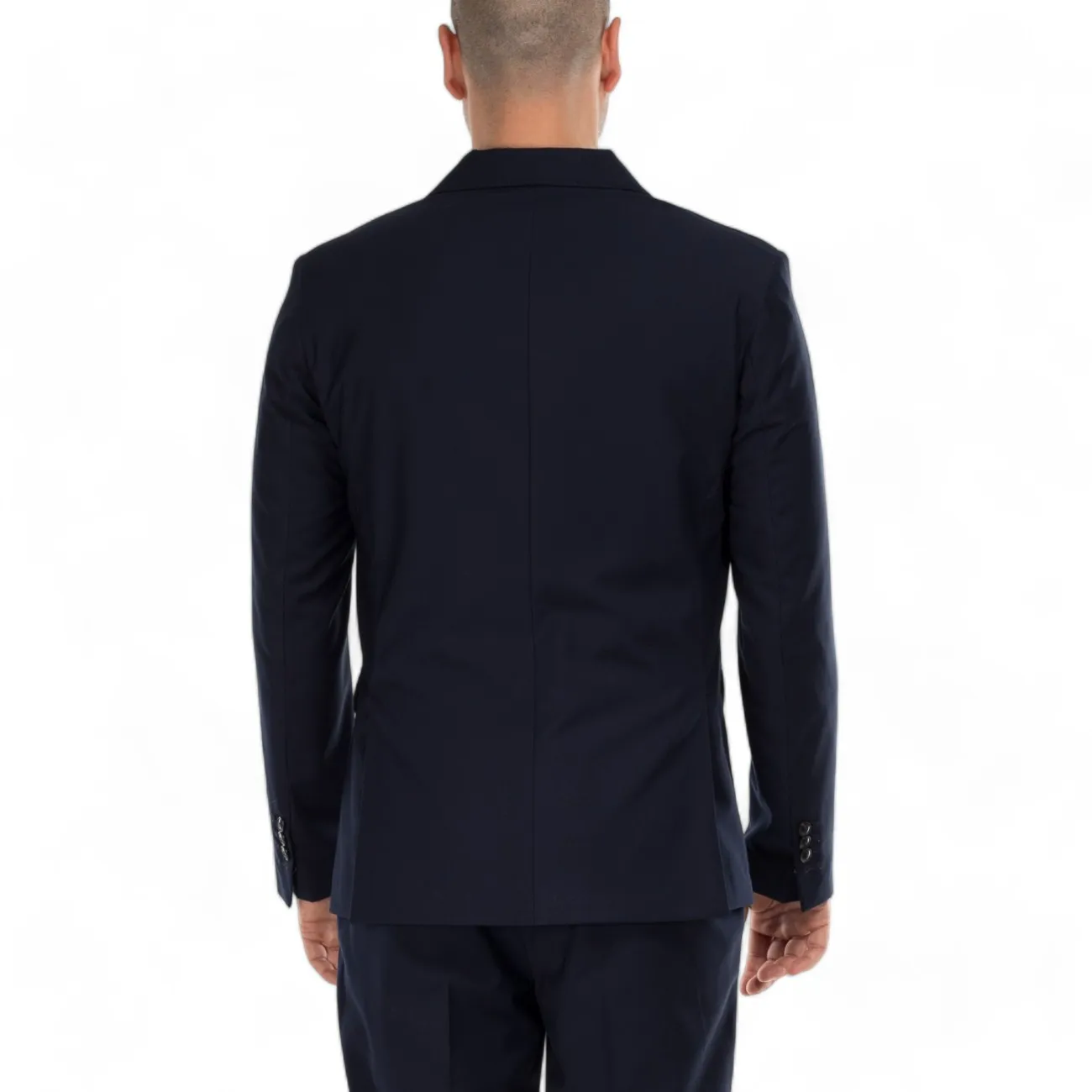 Outfit abito doppiopetto blu