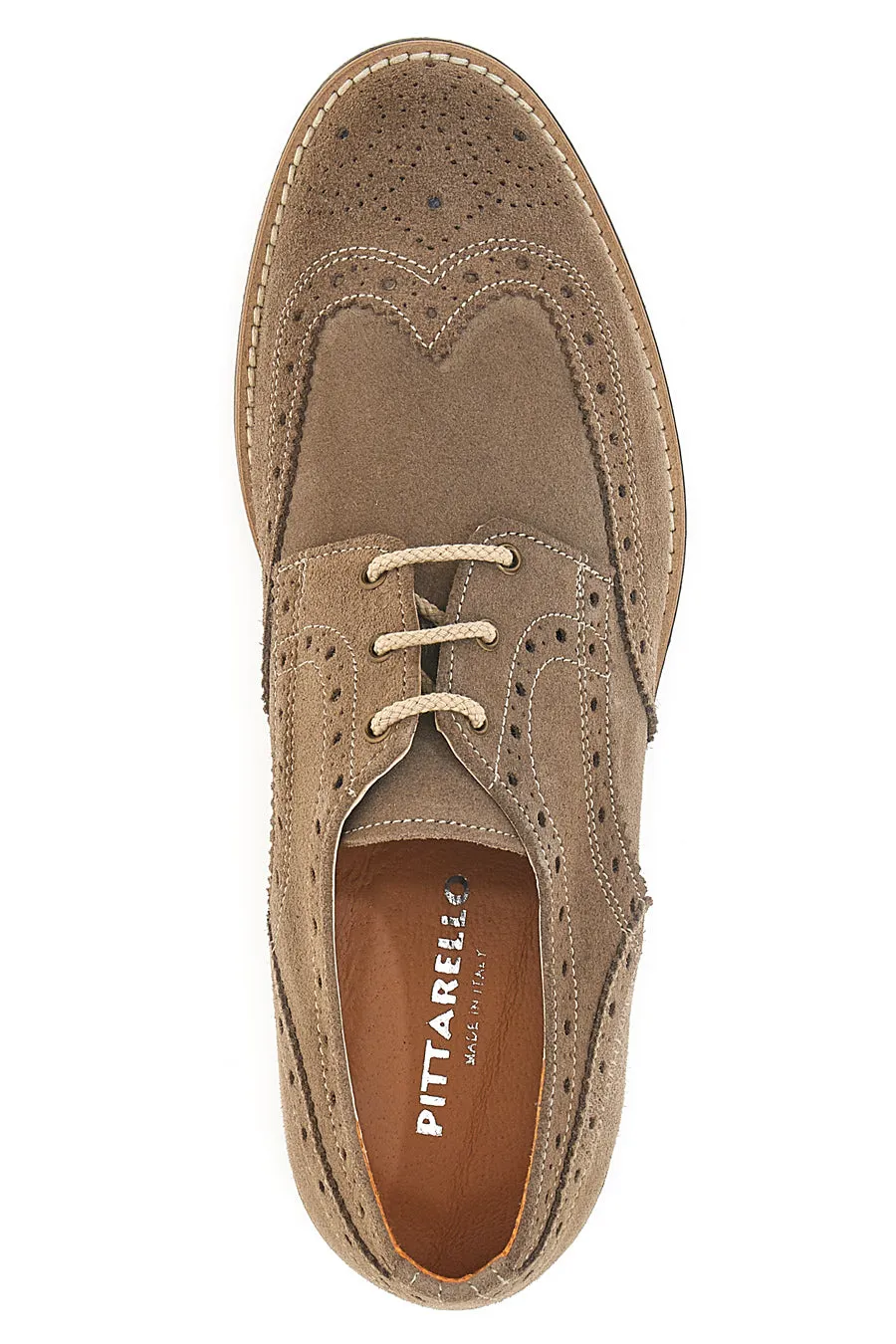   PITTARELLO Scarpe Stringate Taupe In Vera Pelle Made In Italy Pittarello 0723