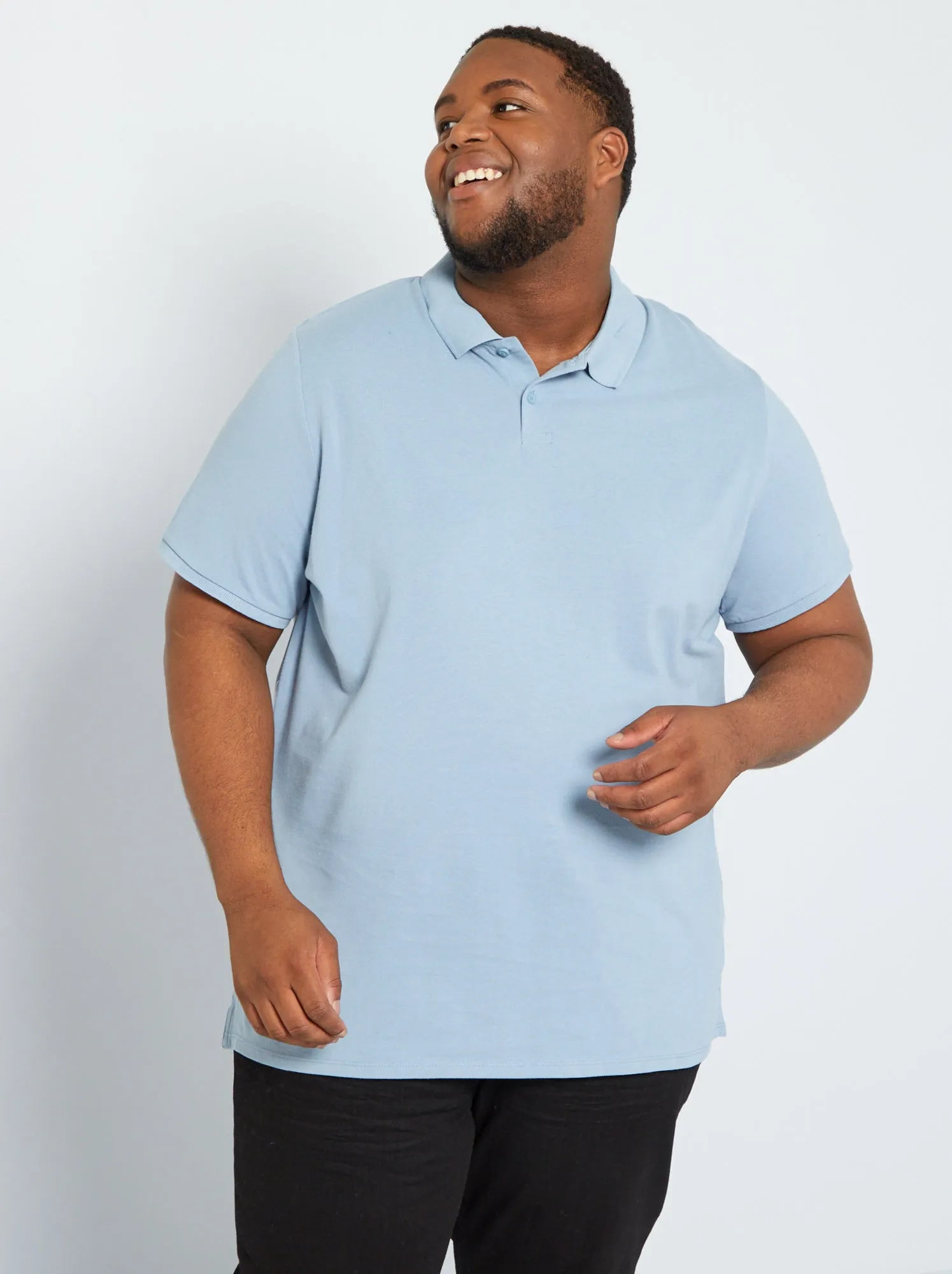 Polo in maglia piqué - blu denim