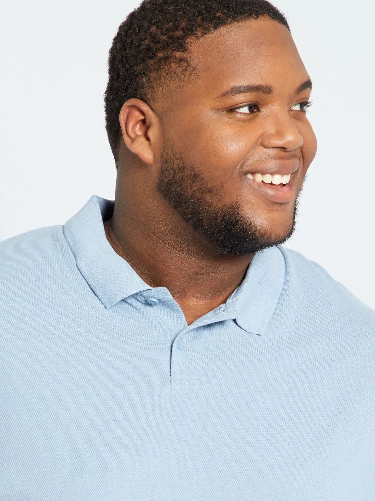 Polo in maglia piqué - blu denim