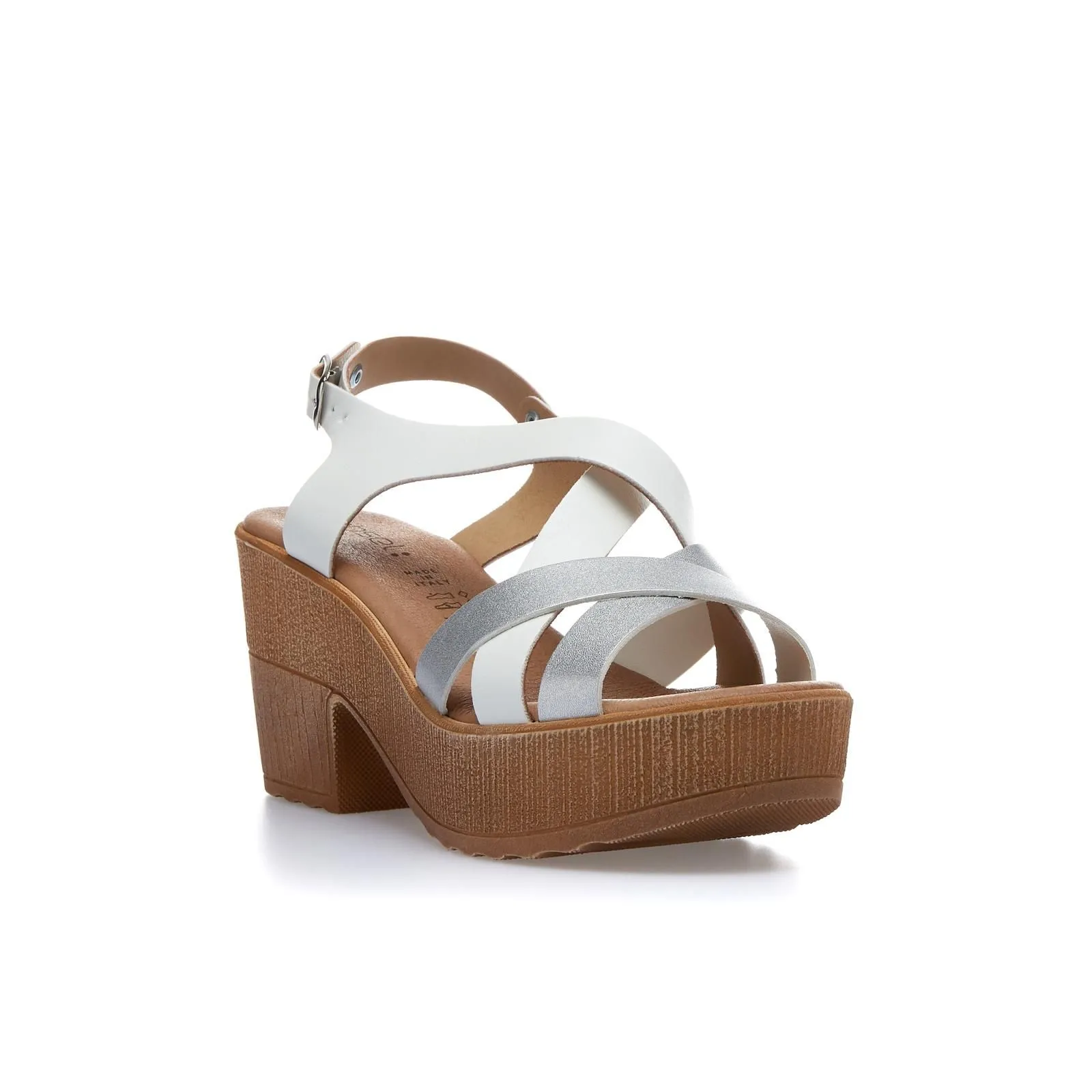 Sandali bianchi con tacco e plateau