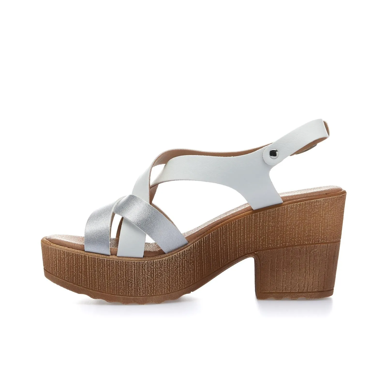 Sandali bianchi con tacco e plateau