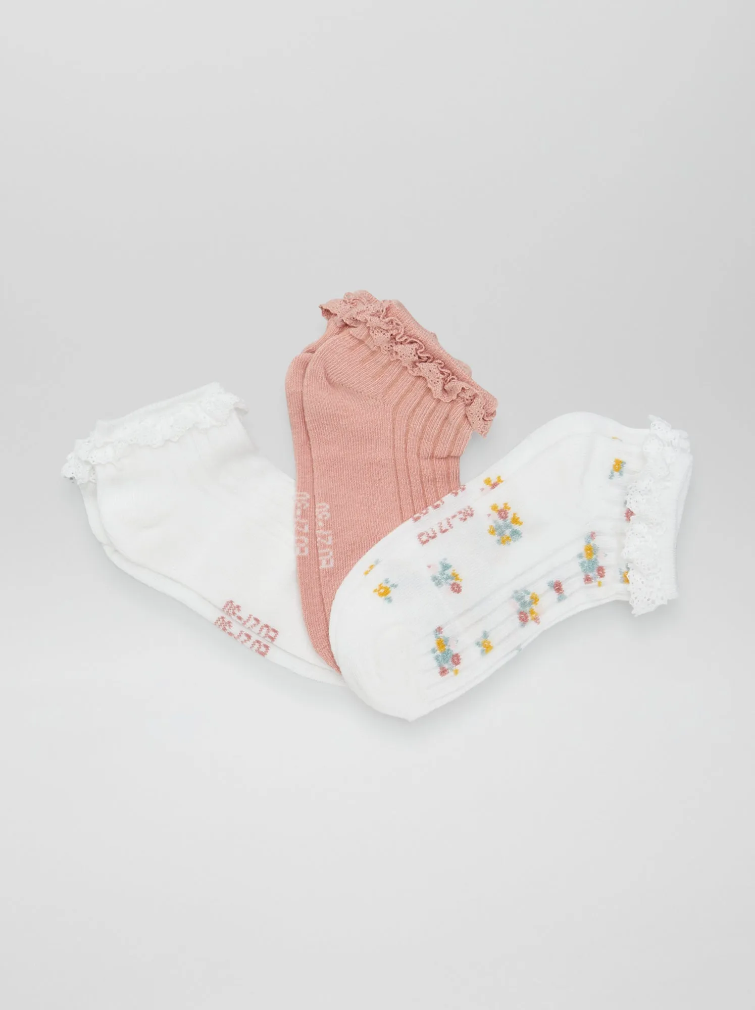 Set di 3 paia di fantasmini con pizzo - ROSA