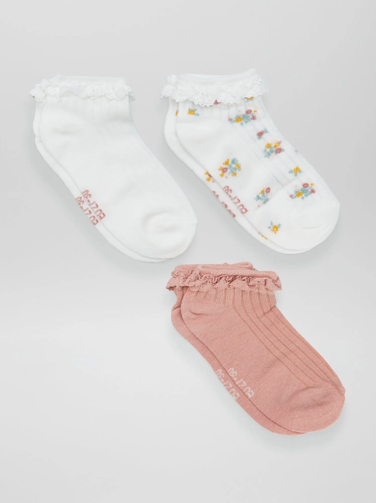 Set di 3 paia di fantasmini con pizzo - ROSA