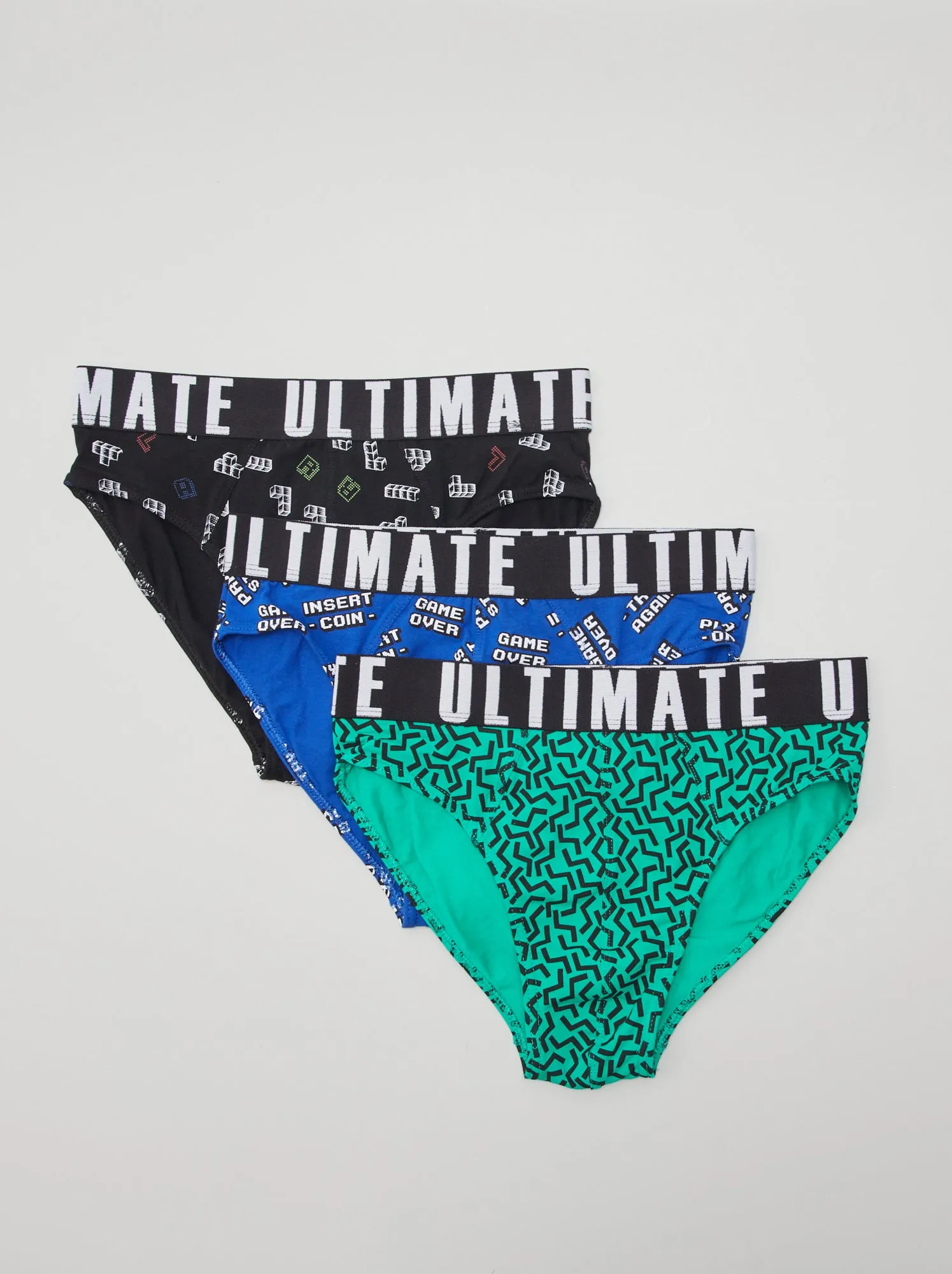 Set di 3 slip con stampa - NERO