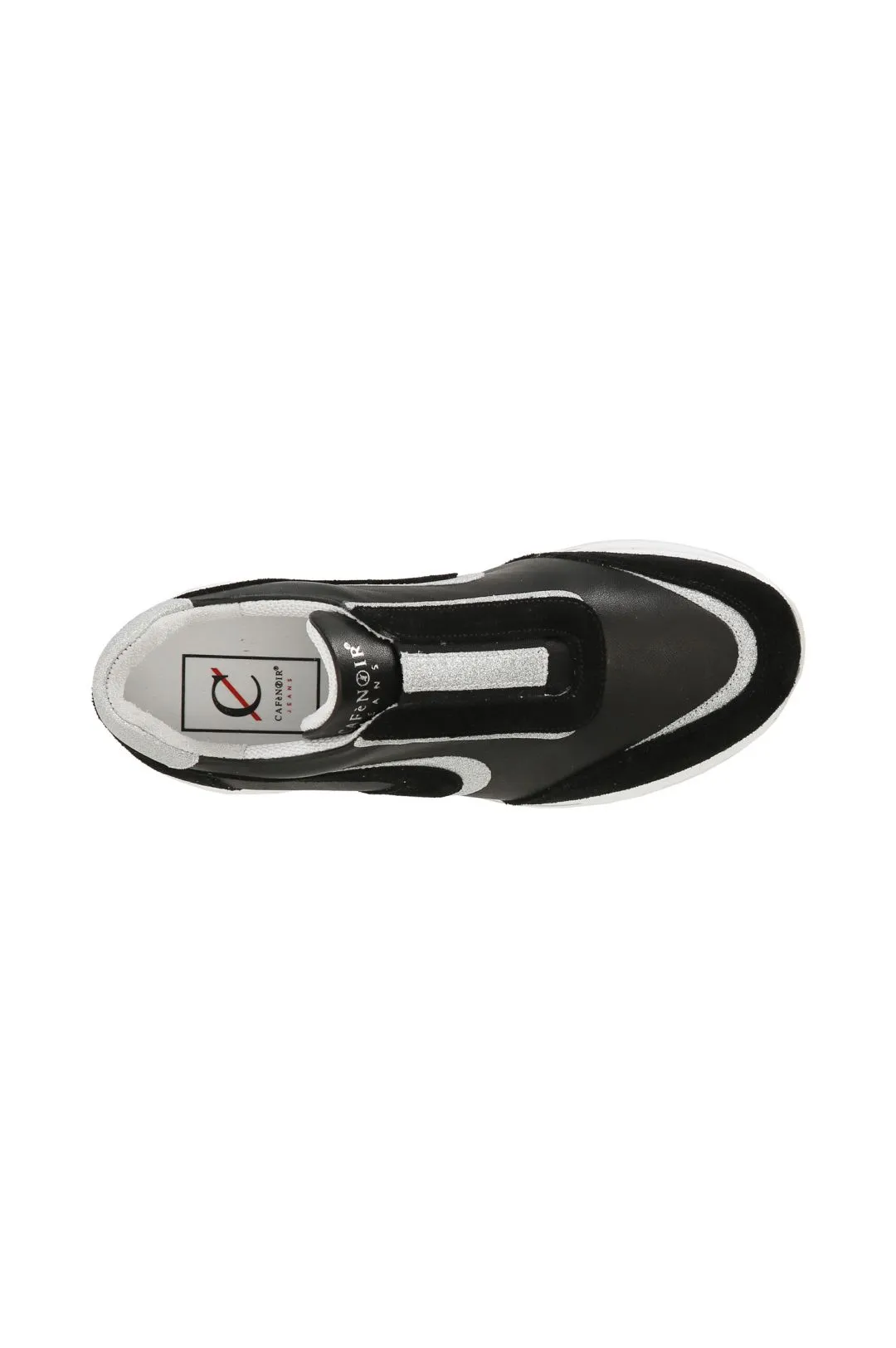 slip-on da donna in pelle e glitter nero