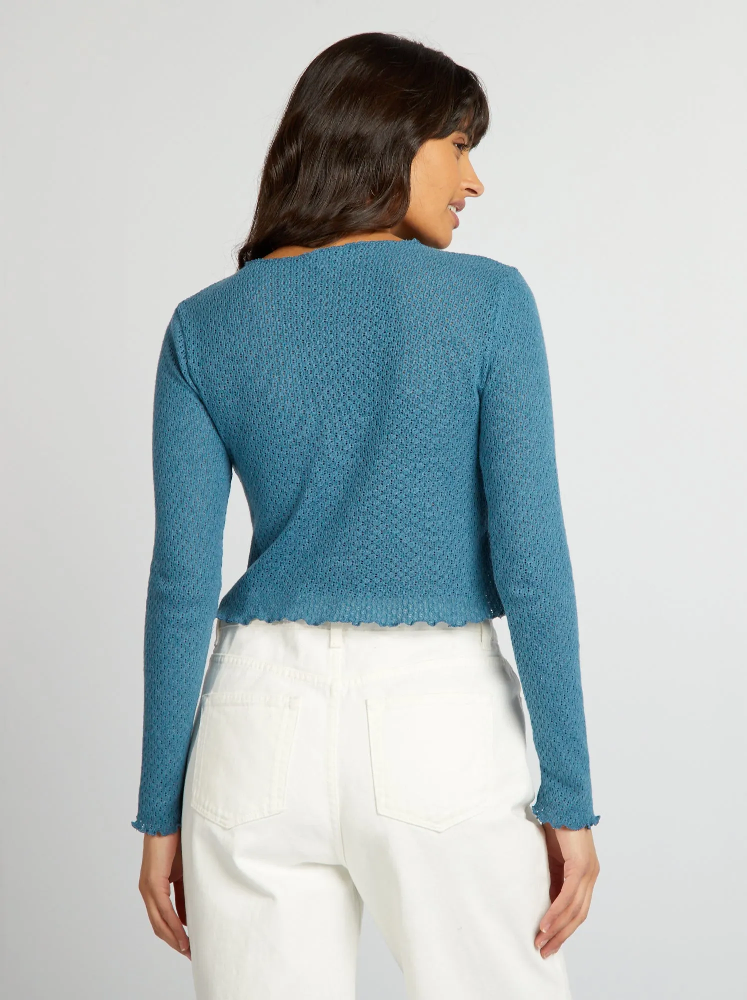 T-shirt crop top traforata - BLU